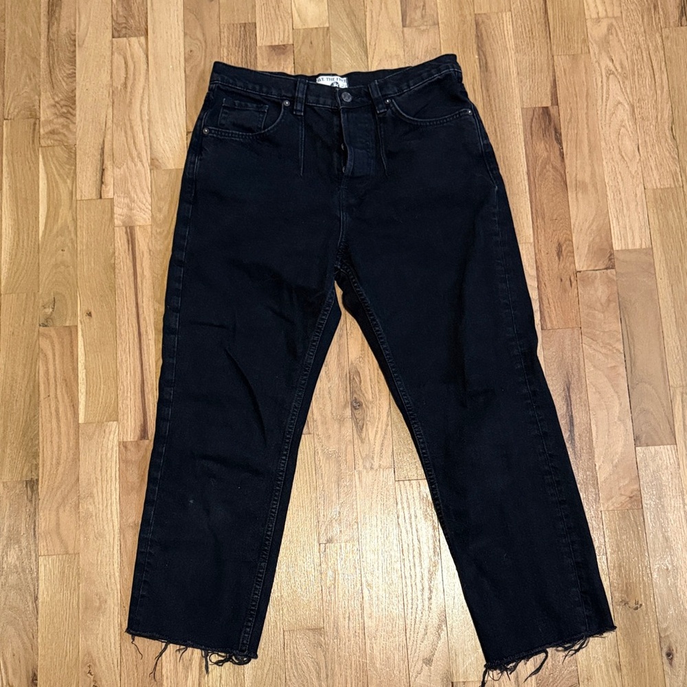 We the Free Mid Rise Straight Leg Black Denim Jeans size 28